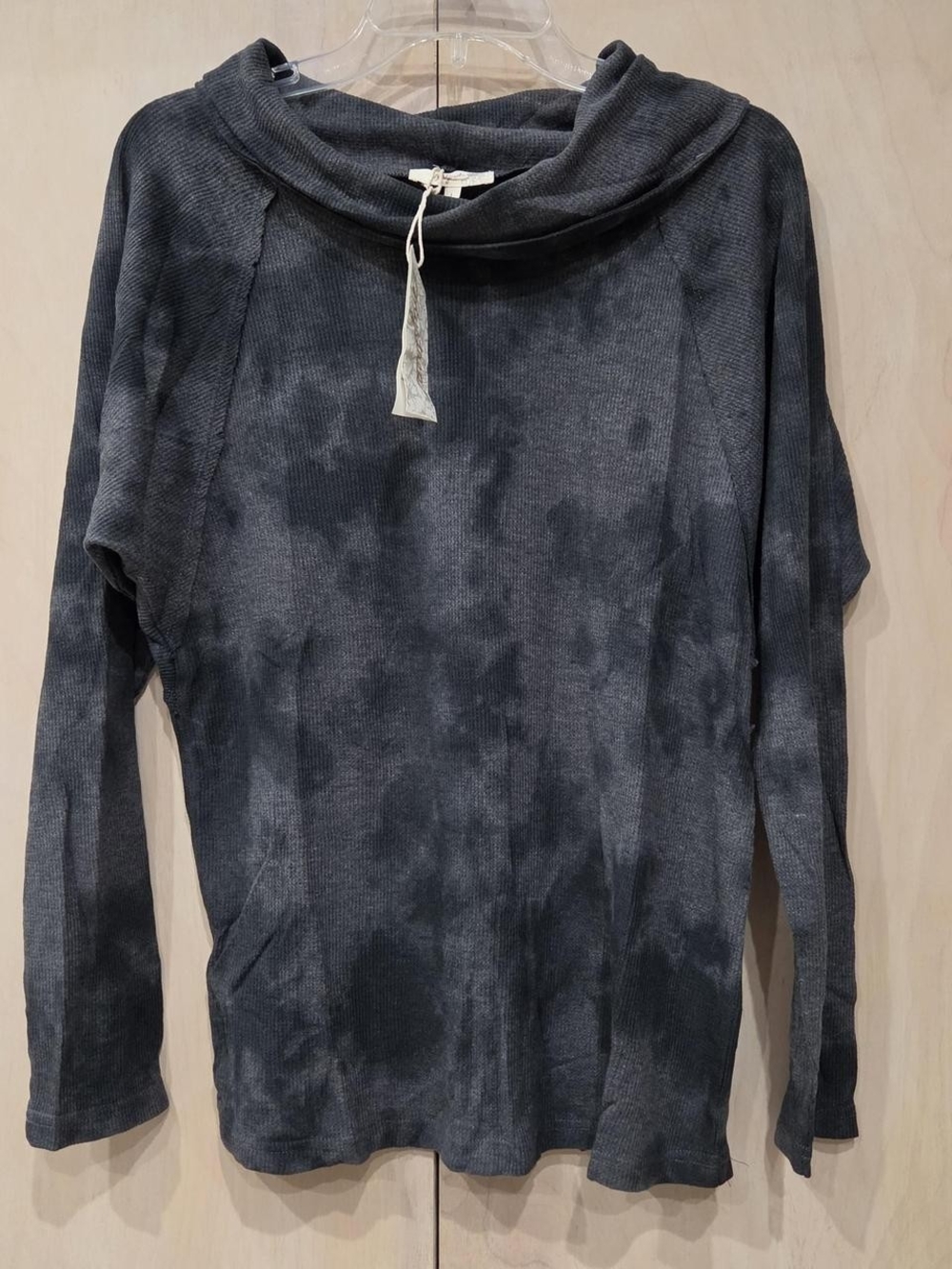 Mystree Charcoal Tie-Dye Cowl Neck Sweater